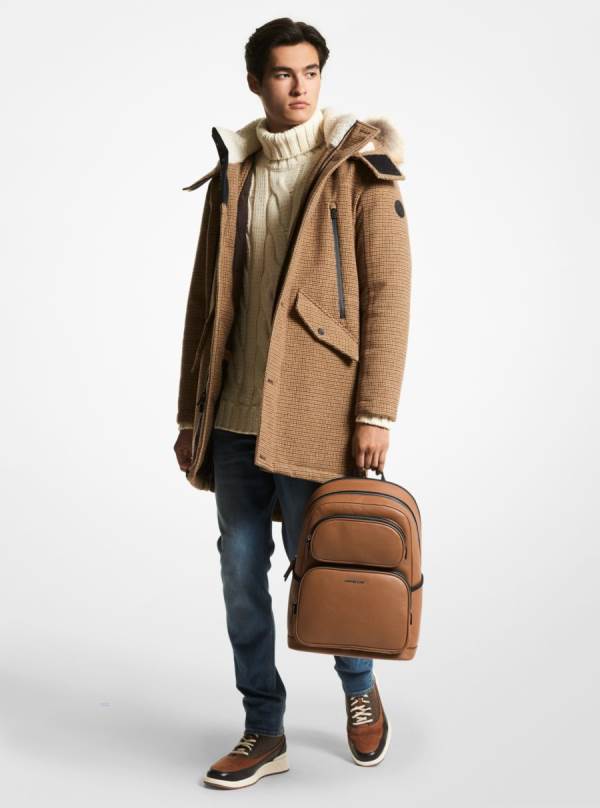 Panske Batohy Michael Kors Cooper Pebbled Leather Hnede - Tasky Michael Kors Sleva | BRKJY-4570